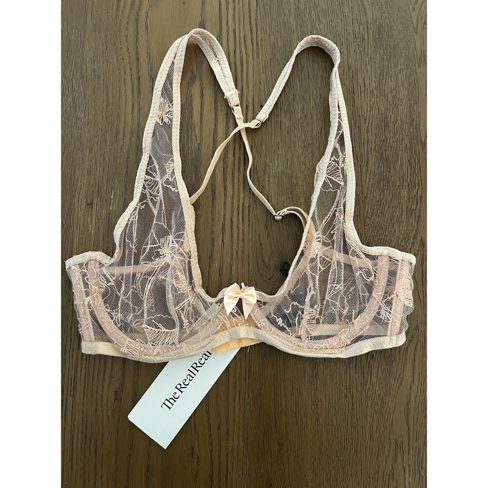 Secret Agent Sheer Lace Floral Bra size 72C EU/ 34C US